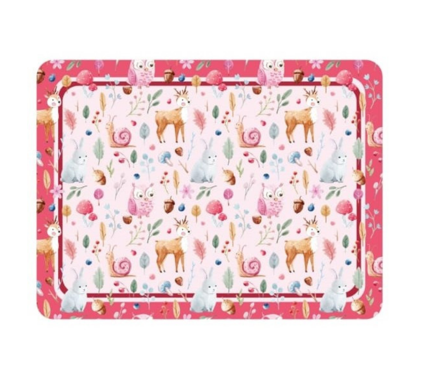 Individual Kids rectangular Búhos. Incluye estuche