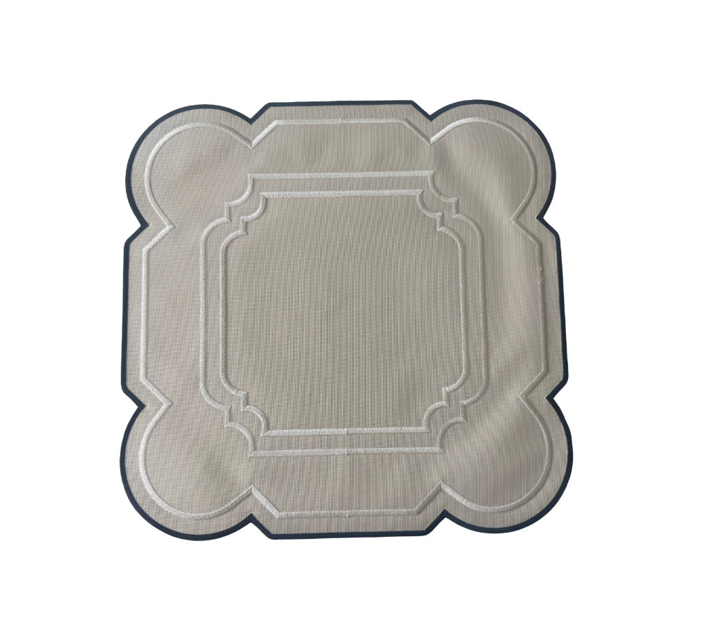 Individual reversible cuadrado en lona Negro/Marfil