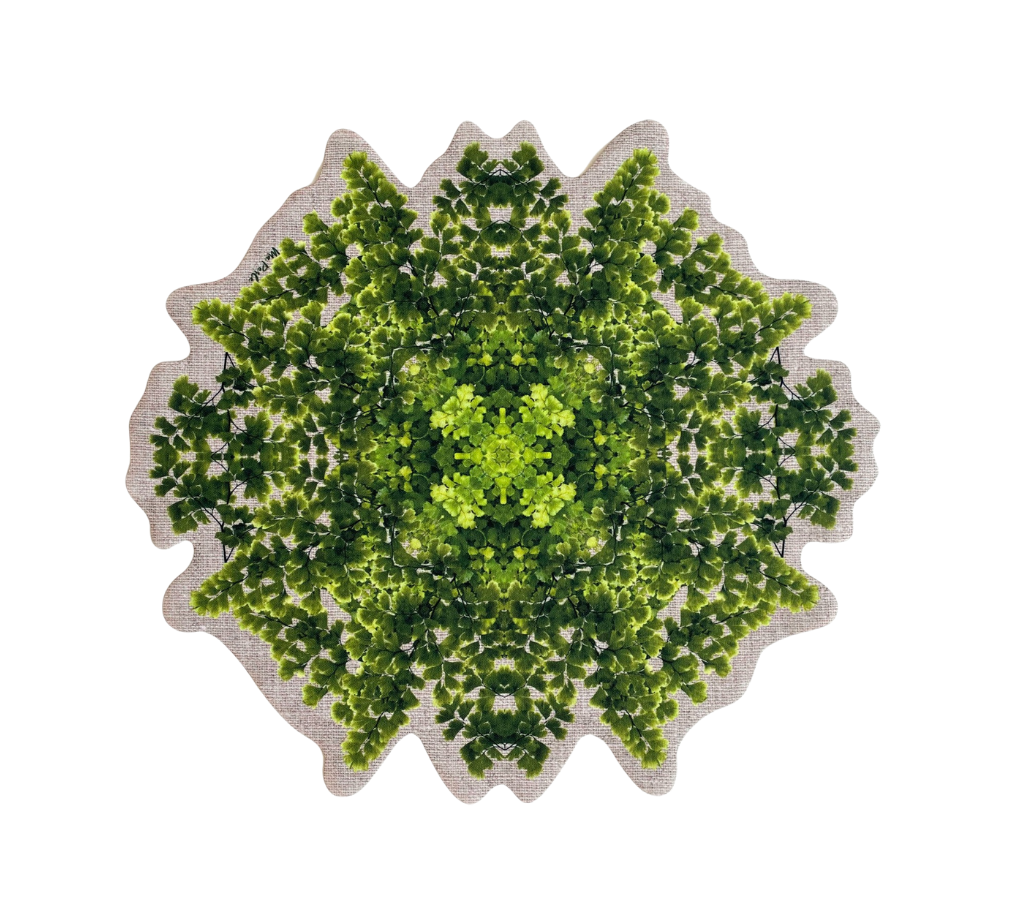 Individual troquelado redondo en tela Bosque