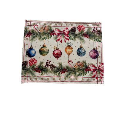 Individual reversible rectangular en tela Navidad Bambalinas/Coronas