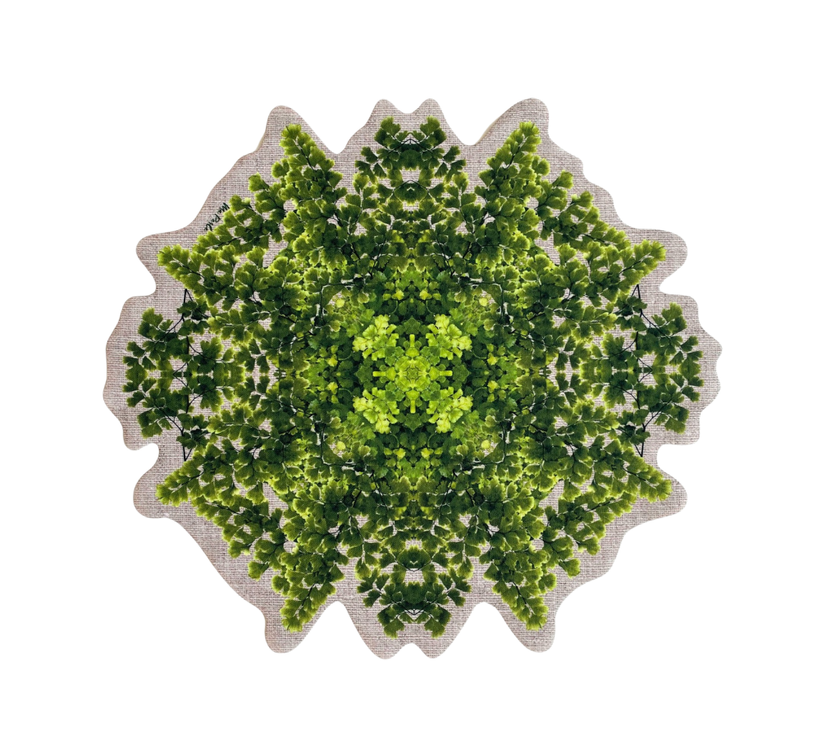 Individual troquelado redondo en tela Bosque