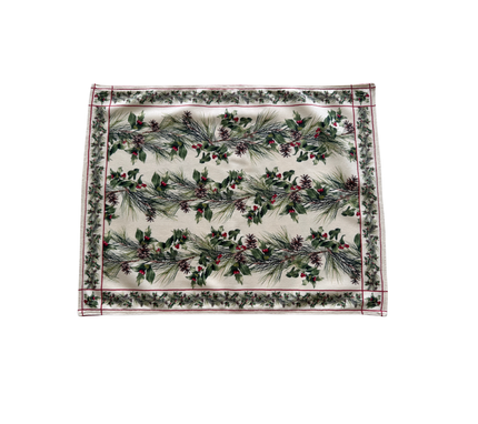 Individual reversible rectangular en tela Navidad Cascanueces/Guirnalda