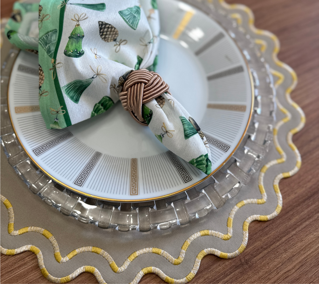 Servilleta de tela Navidad Pinos/Piñones Verde/Beige