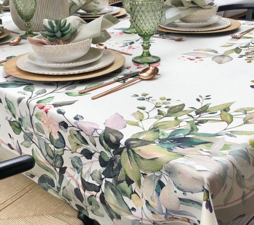 Mantel rectangular 8P en tela Enredadera