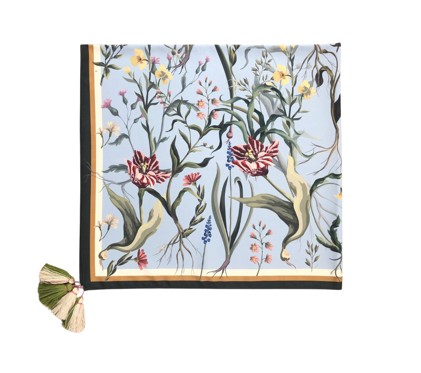 Mantel rectangular 10P en tela Follage Azul