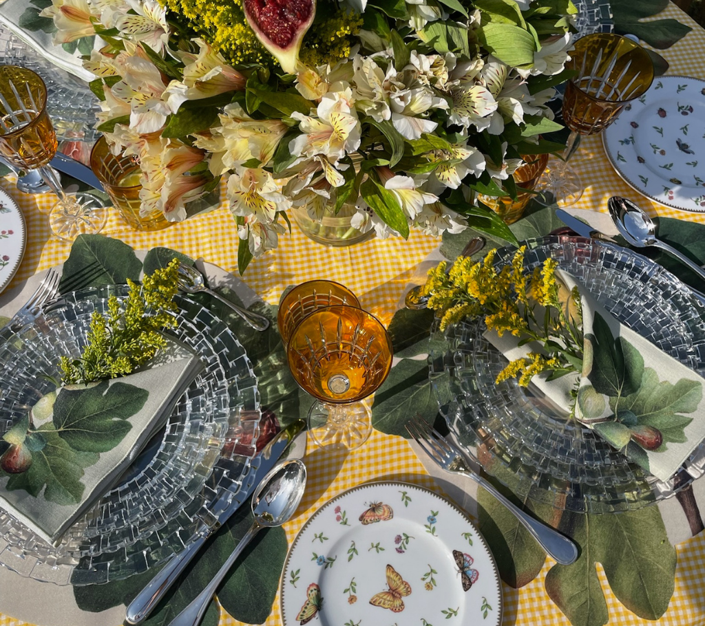 Individual troquelado redondo en tela Higos