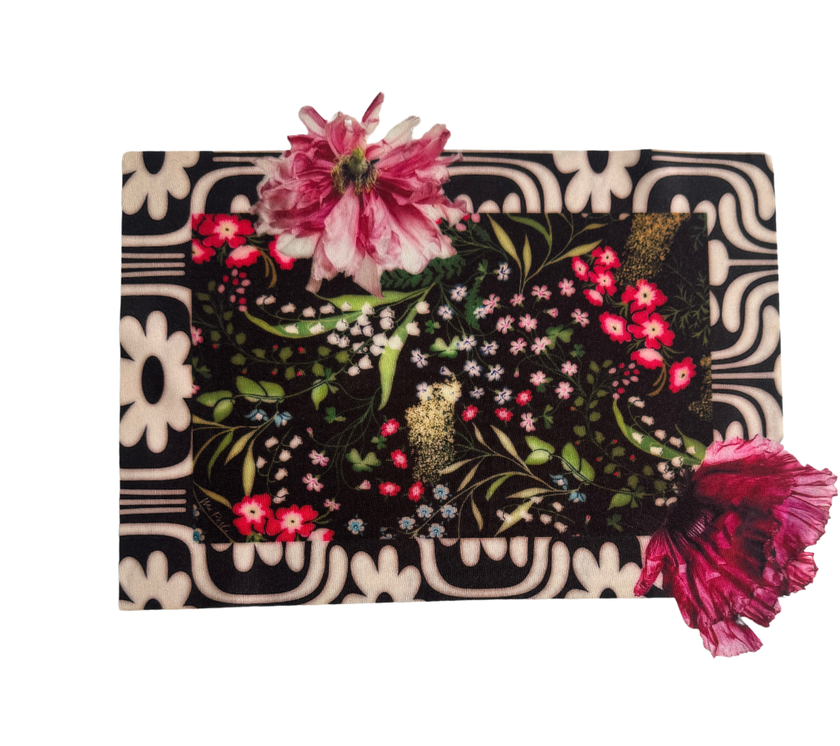 Individual troquelado rectangular en tela Jardín Negro