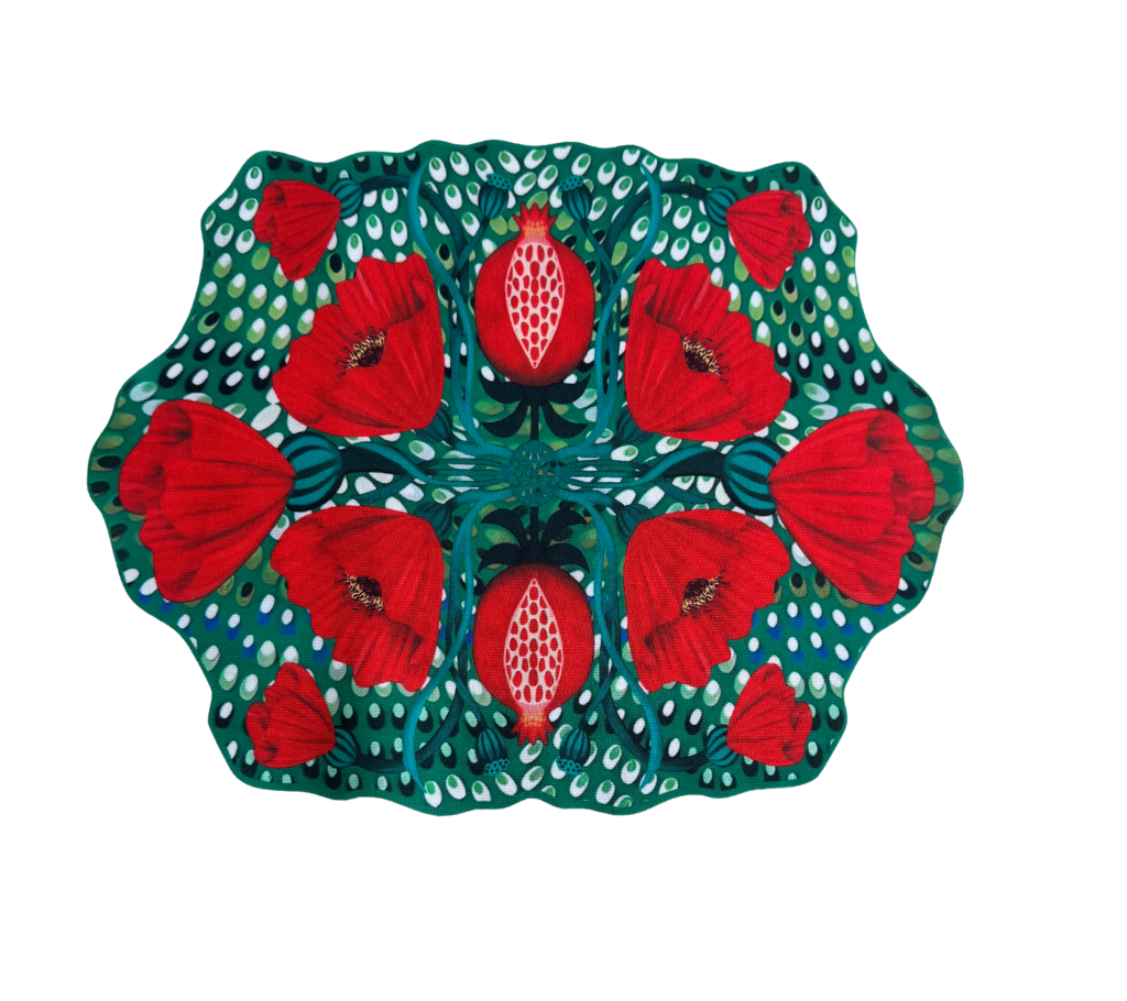 Individual troquelado rectangular en tela Amapola