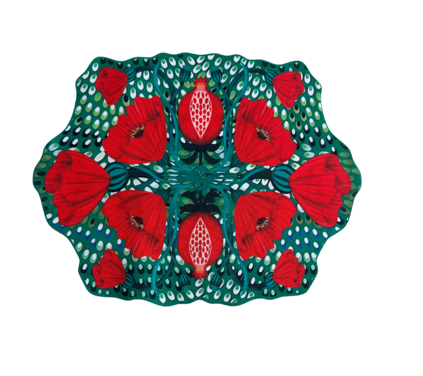 Individual troquelado rectangular en tela Amapola