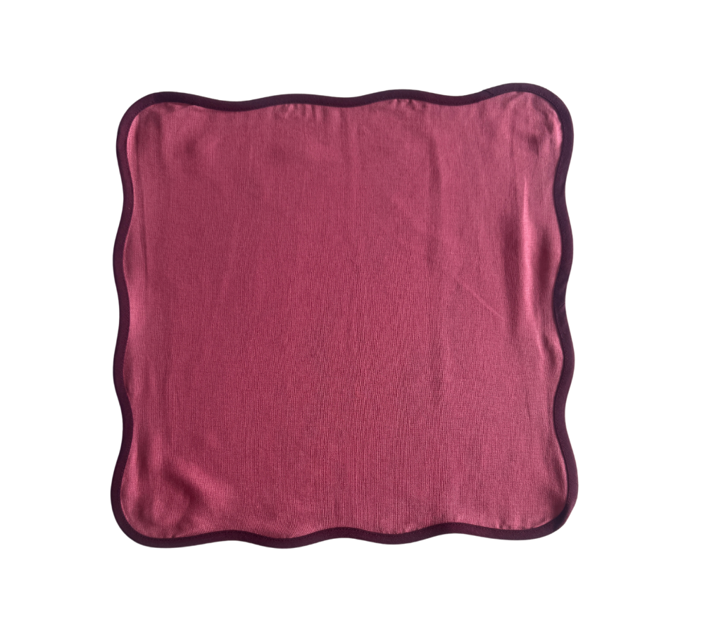 Individual cuadrado en lino Rosado/Vino