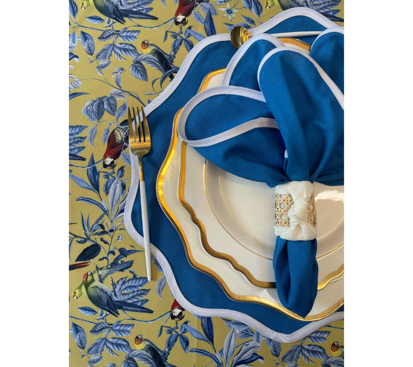 Servilleta en lino Azul/Blanco