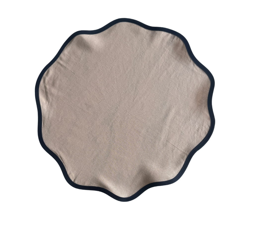 Individual redondo en lino Beige/AzulM