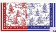 Individual reversible rectangular en tela Pinos Venados Rojo/Azul
