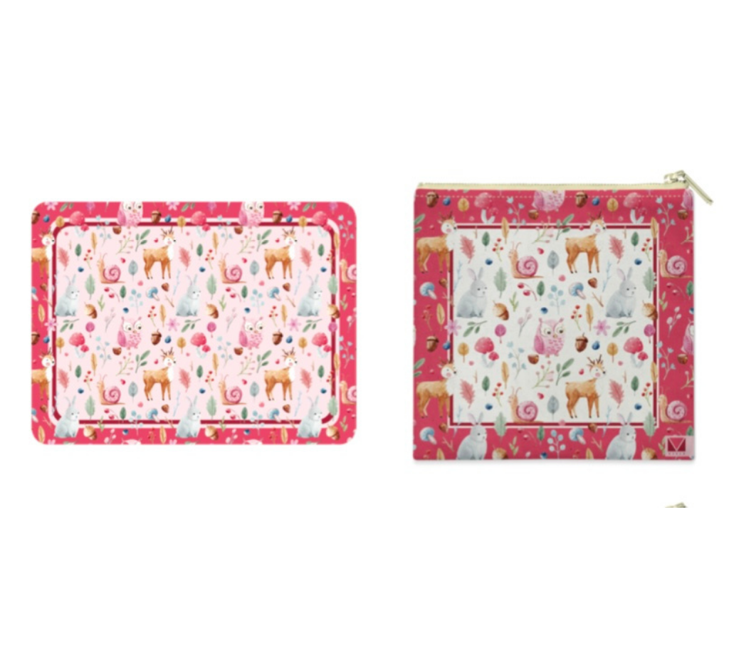 Individual Kids rectangular Búhos. Incluye estuche