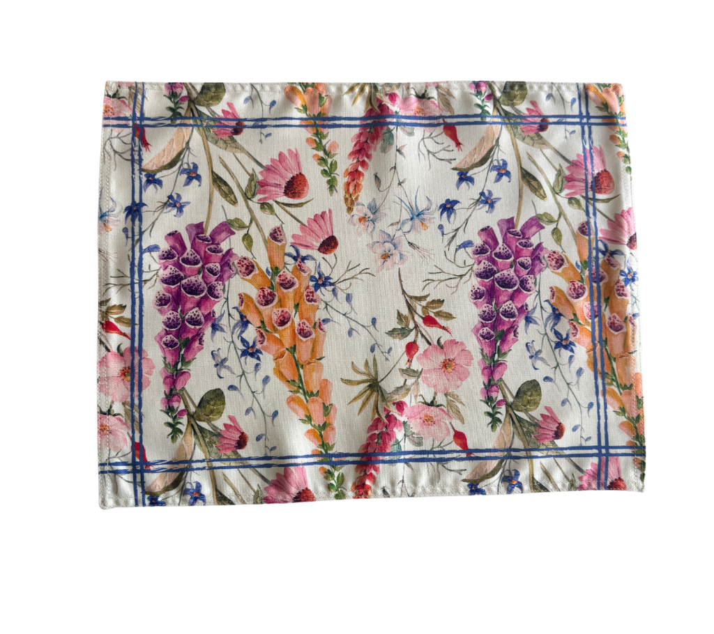 Individual reversible rectangular en tela Flores