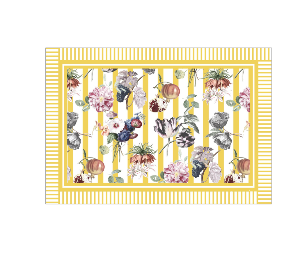 Block de Individuales de papel GranadasFlores/Rayas