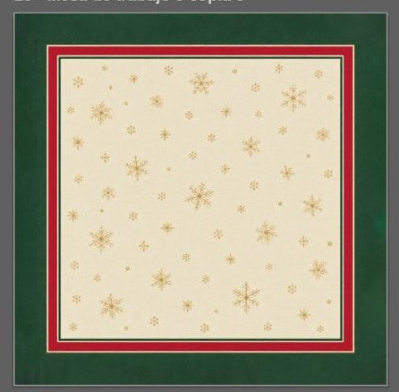 Servilleta de tela Navidad Copos Borde Verde