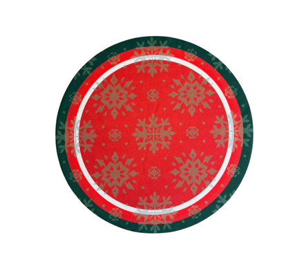 Individual troquelado redondo en tela Navidad Copos Rojo/Verde
