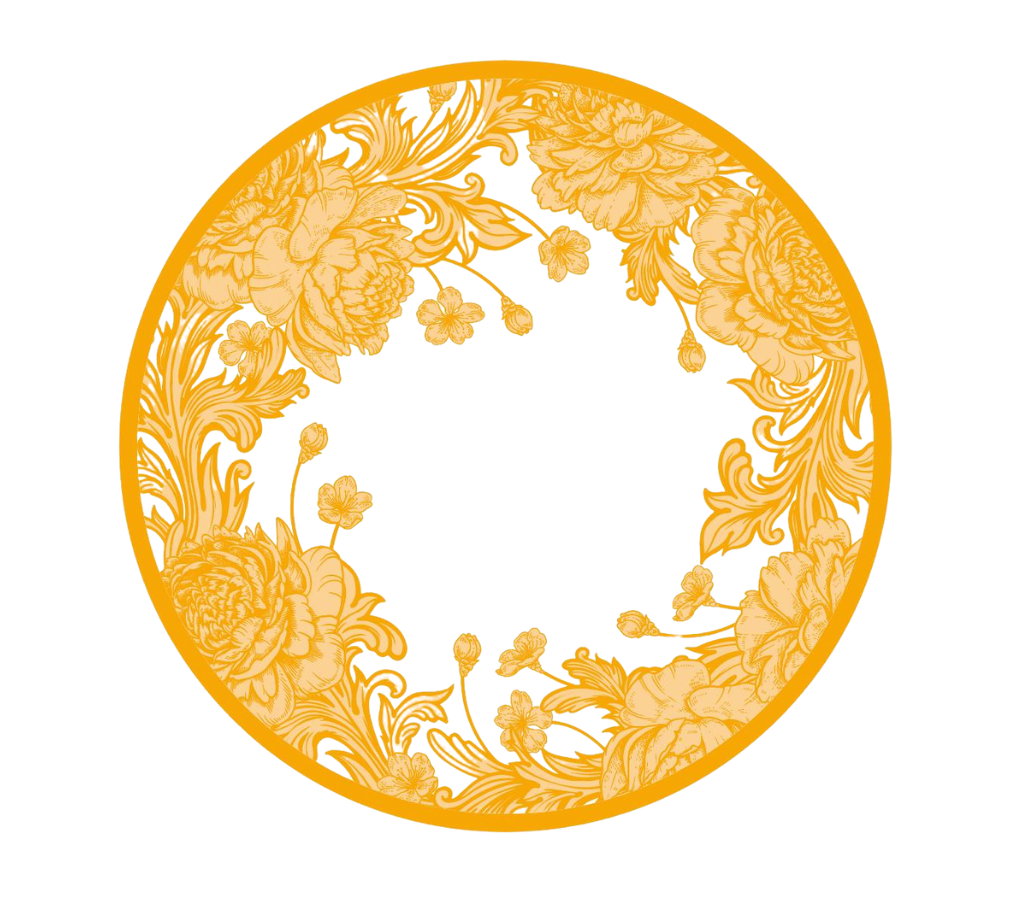 Individual troquelado redondo en tela Corona Flores Amarillo