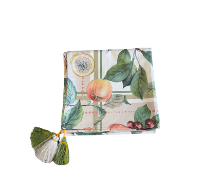 Mantel rectangular 8P en tela Frutas/Hojas 8P