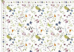 Mantel rectangular 8P en tela Flores/Pajaros/Mariposas