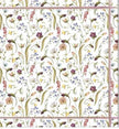 Mantel rectangular 10P en tela Flores/Hojas Linea Beige