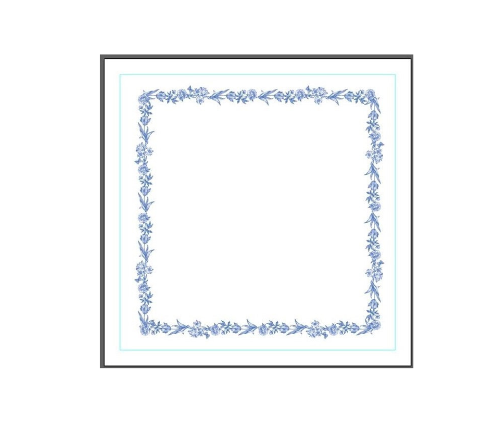 Servilleta de tela Flores Borde Blanco/Azul