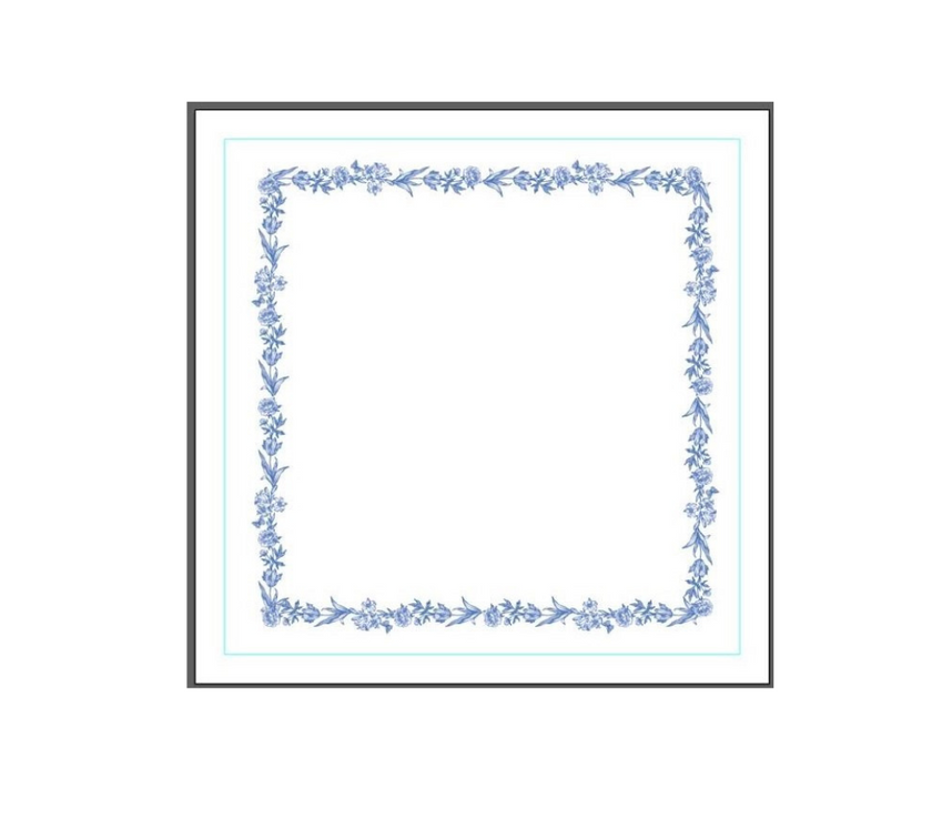 Servilleta de tela Flores Borde OW/Azul