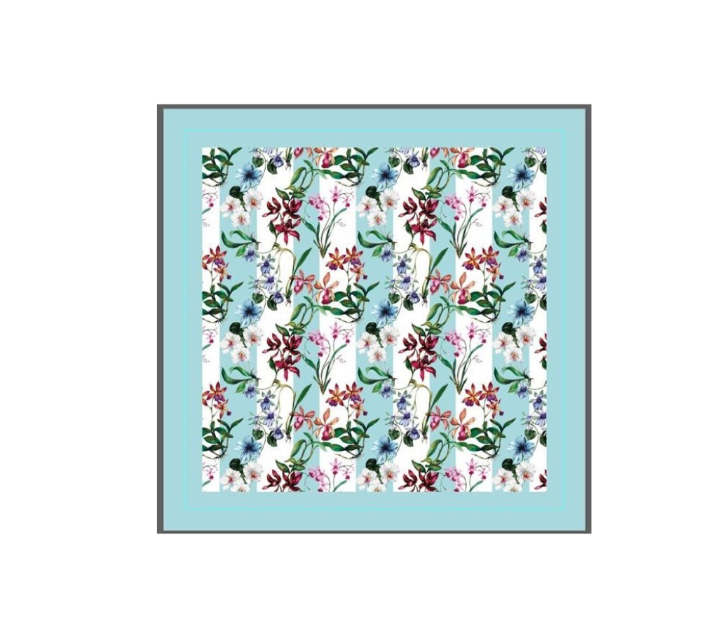 Servilleta de tela Flores/Rayas Azul/OW