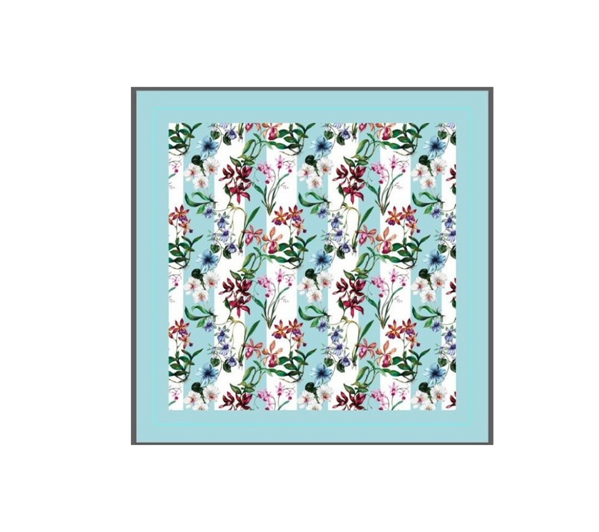 Servilleta de tela Flores/Rayas Azul/OW