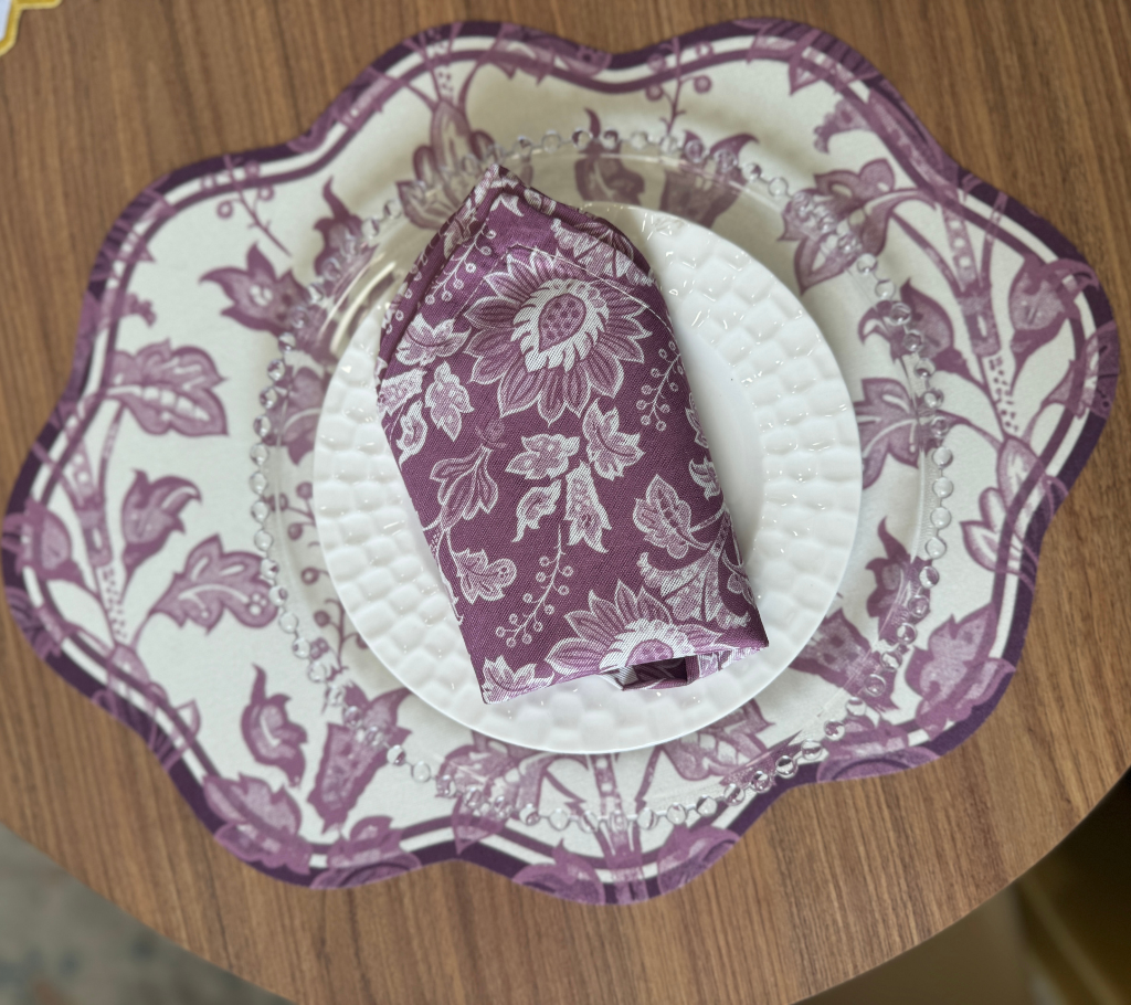 Servilleta de tela Flores Vino/Morado