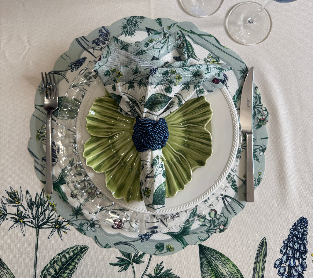 Servilleta de tela Hojas Borde Verde