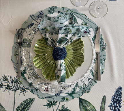 Servilleta de tela Hojas Borde Verde