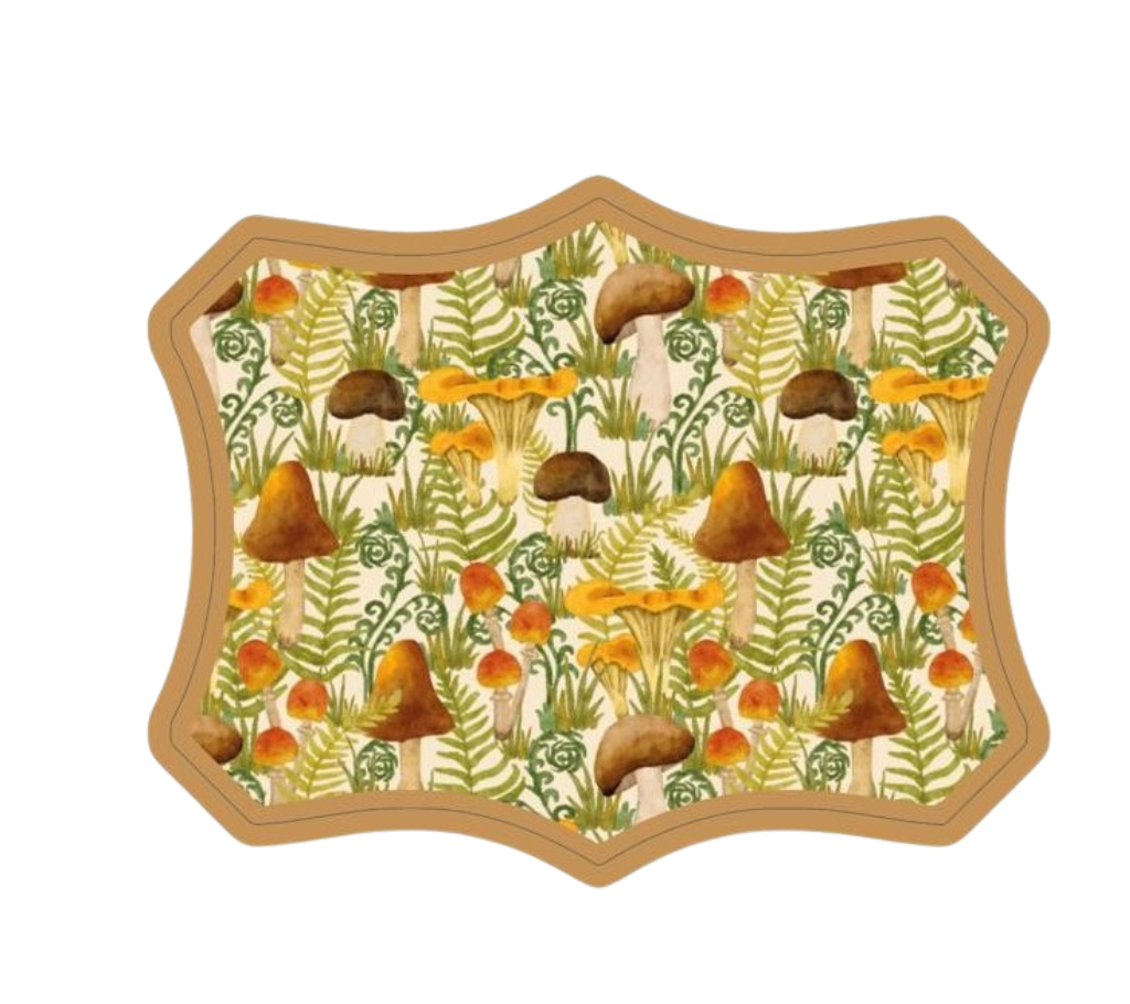Individual troquelado rectangular en tela Hongos Ocre