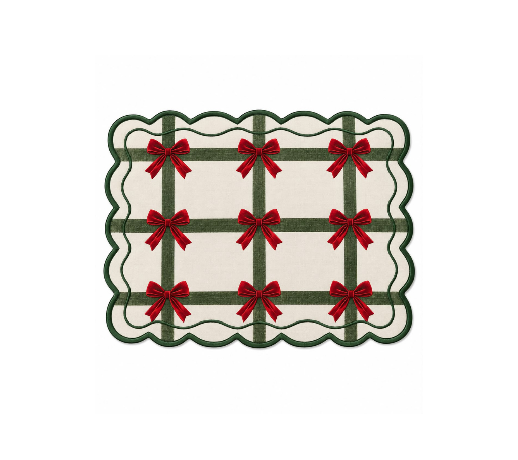 Individual rectangular en lona Lazos OW/Verde/Rojo