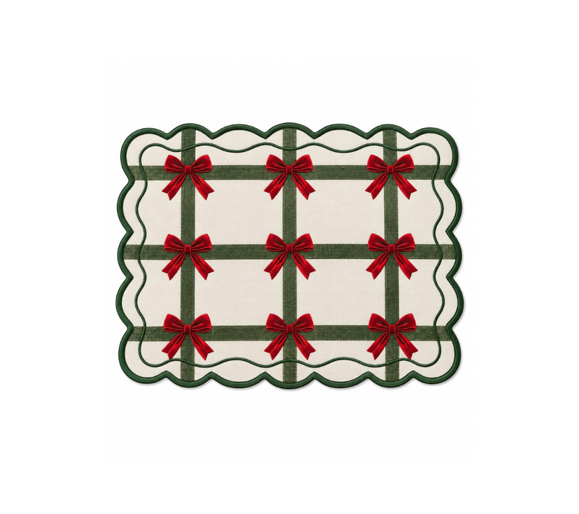 Individual rectangular en lona Lazos OW/Verde/Rojo