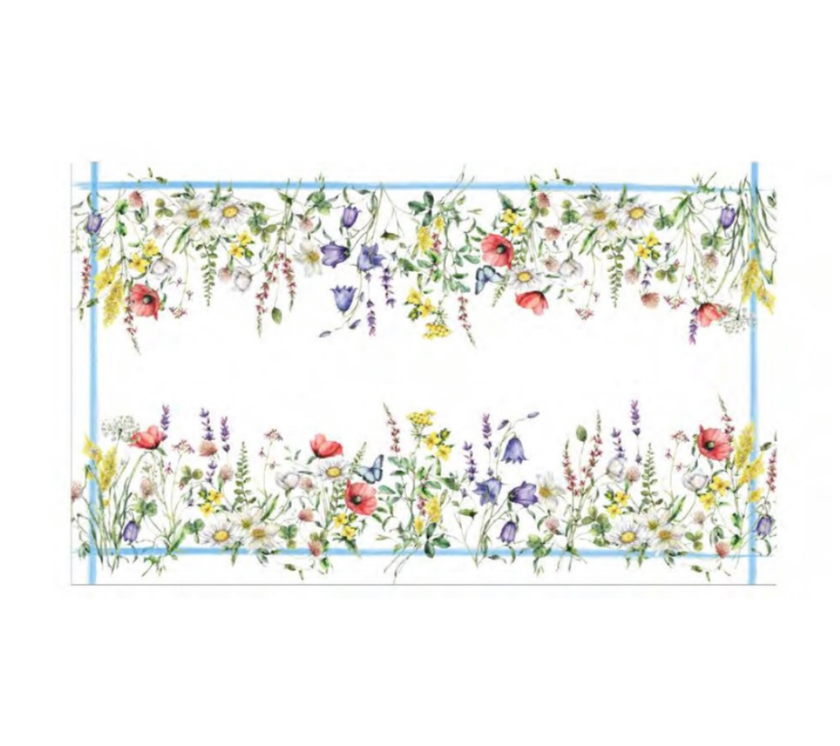 Mantel rectangular 10P en tela Flores Silvestres