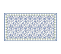 Mantel rectangular 10P en tela Flores Borde Arbolitos OW/Azul/Verde