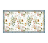 Mantel rectangular 10P en tela Flores Colores Borde AzulGris