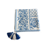 Mantel rectangular 10P en tela Mosaico Borde Flores OW/Azul