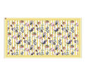 Mantel rectangular 10P en tela GranadasFlores/Franjas Amarillo/OW
