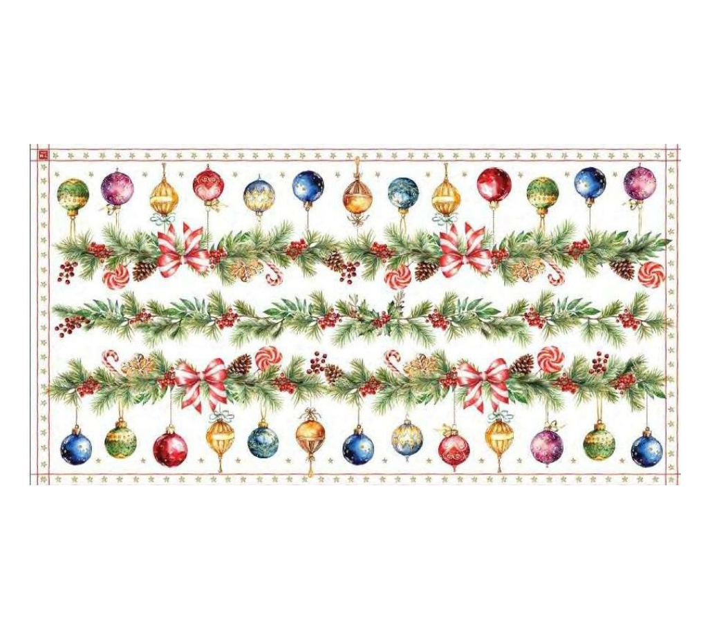 Mantel rectangular 10P en tela Navidad Bambalinas