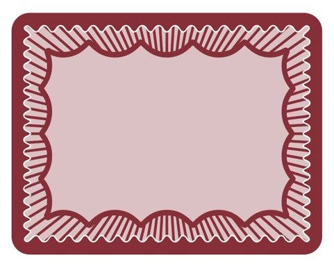 Individual troquelado rectangular en tela Borde Rayas Vino/Rosado