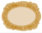 Individual troquelado ovalado tela Borde Rayas Ocre
