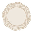 Individual troquelado redondo en tela Borde Rayas Beige