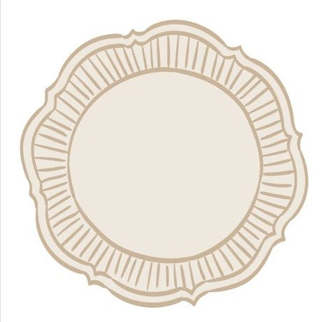 Individual troquelado redondo en tela Borde Rayas Beige