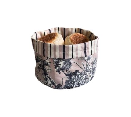 Panera reversible en tela (Pequeña) Flores RosaBeige/AzulM