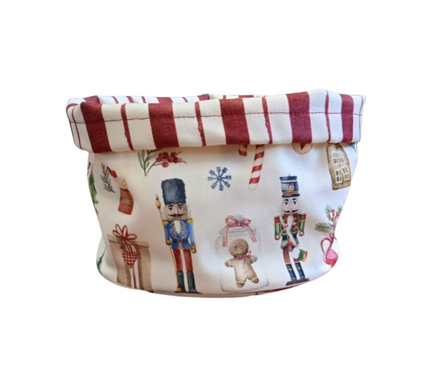 Panera reversible en tela (Pequeña) Navidad Cascanueces