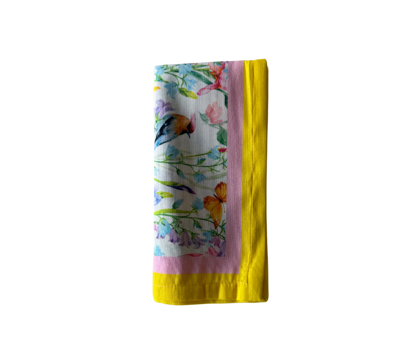 Servilleta de tela Pájaros Borde Amarillo