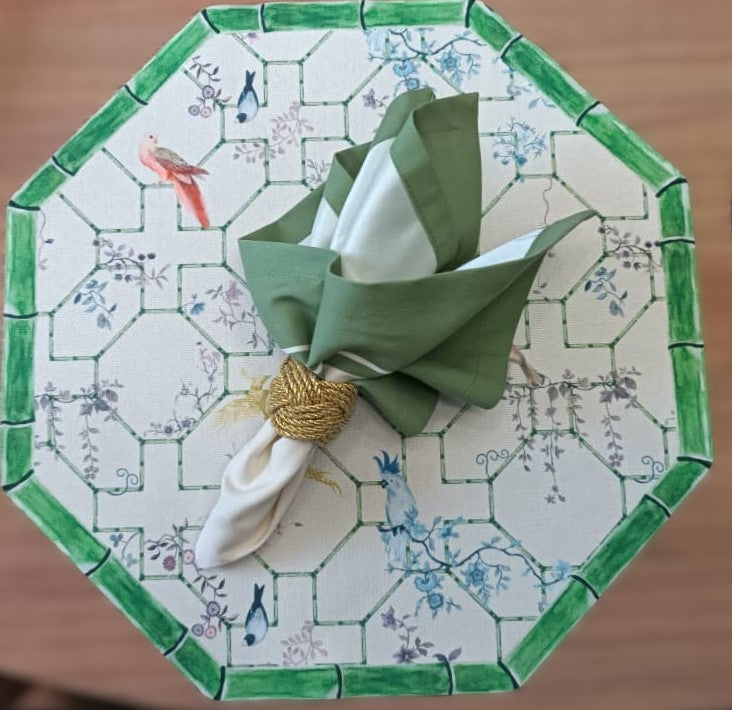 Individual troquelado hexagonal en tela Pájaros